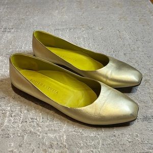 Bottega Veneta gold flats